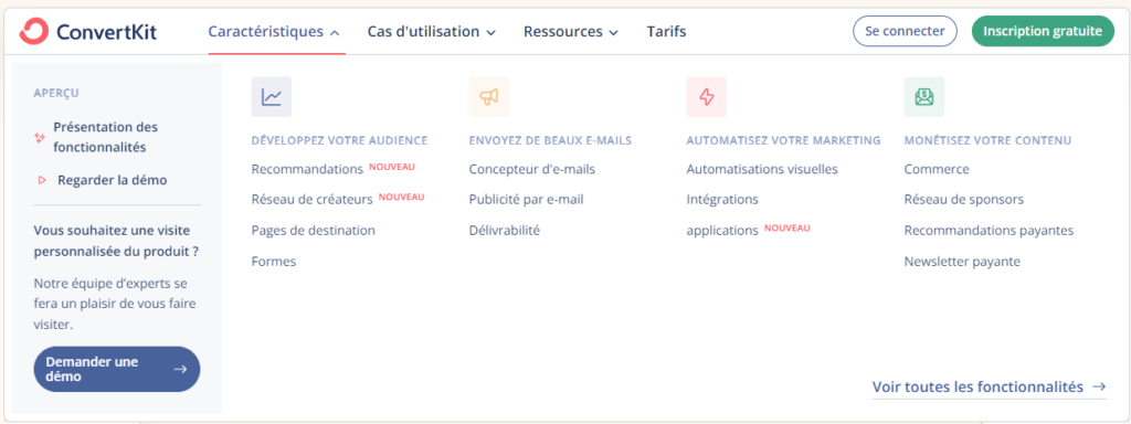 ConvertKit: Caractéristiques